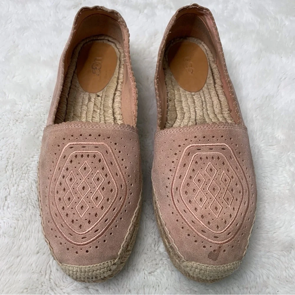 UGG 1100981 Women's Heidi Jasmine Perforated Espadrilles Shoes Flats Pink Size 8